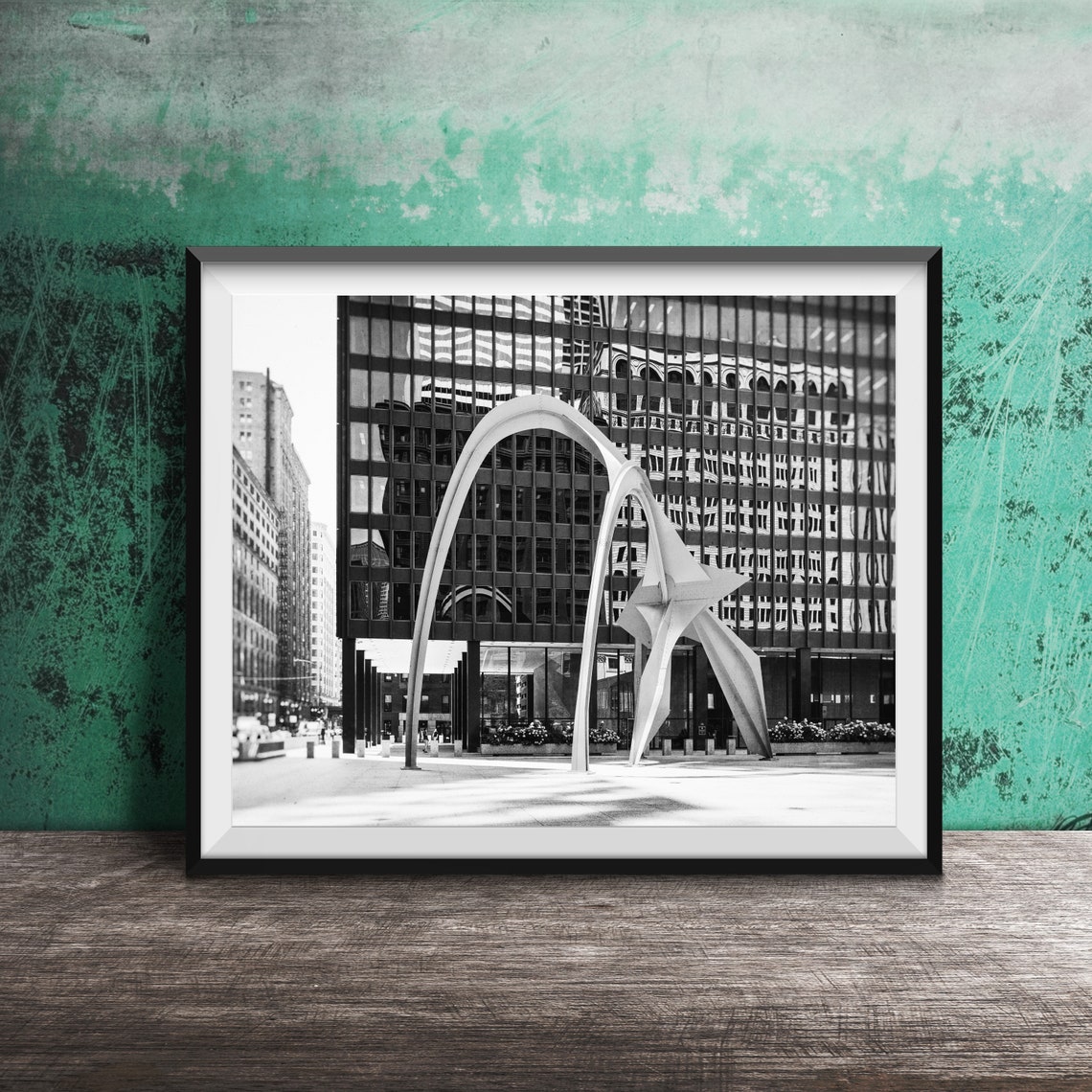 Calder Flamingo Sculpture Chicago Loop Federal Plaza Red Art Poster - Image 2