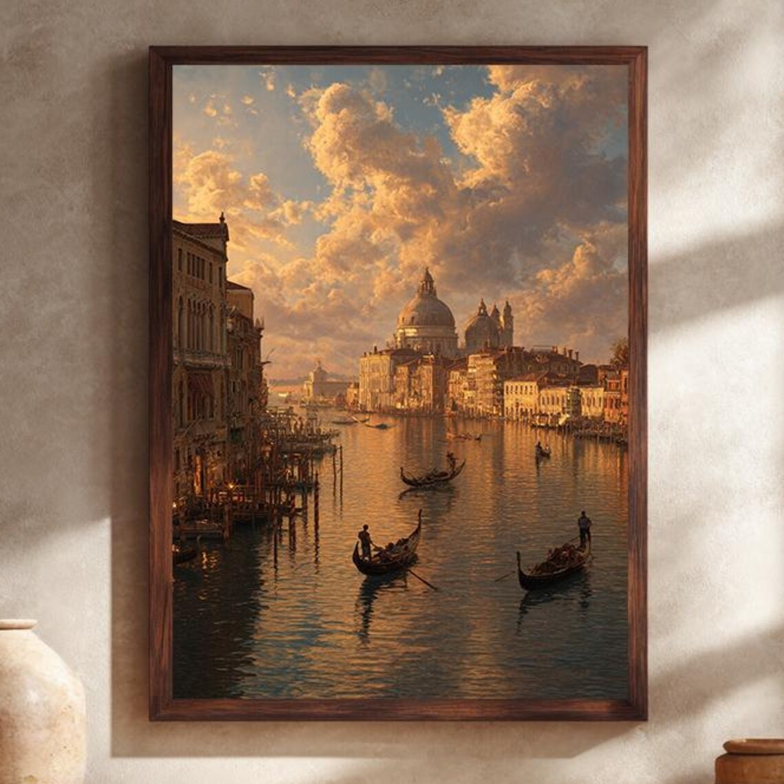 Venice Grand Canal Sunset Canvas Gondolas Italian Cityscape Wall Art