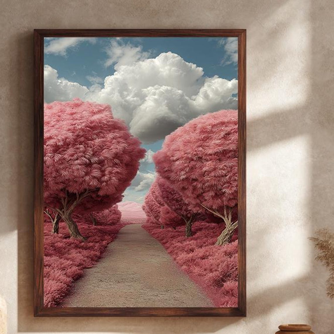 Pink Fantasy Tree Lane Dreamlike Surreal Nature Scenic Art Poster