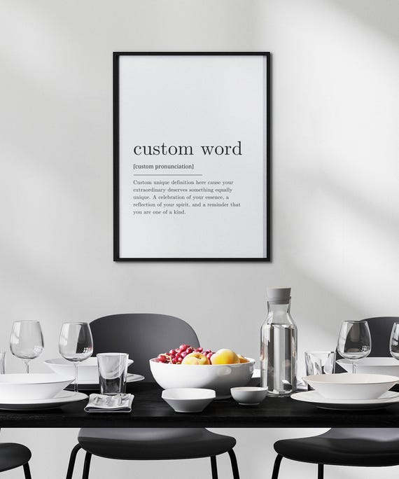 Custom Word Definition Wall Art Minimalistic Print Personalised Made To Order