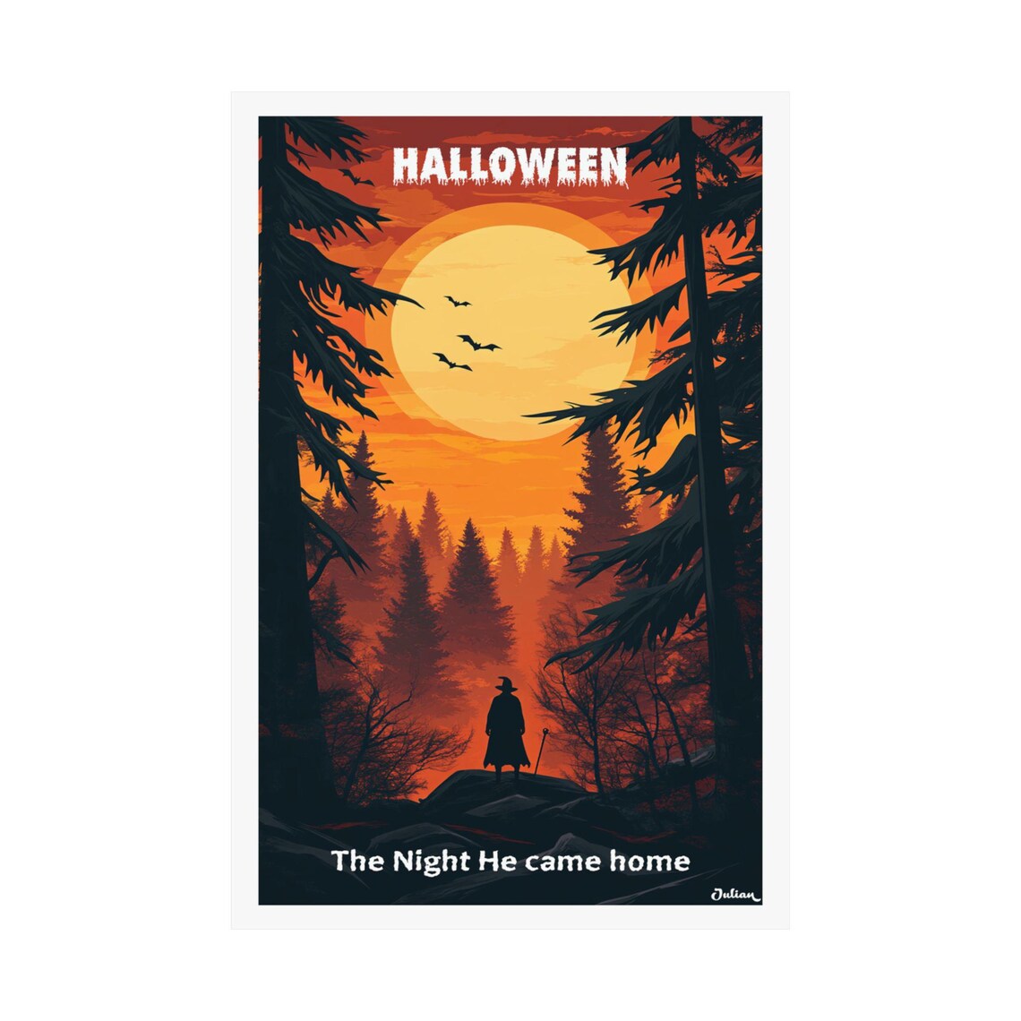 The Night He Came Home Halloween Forest Sunset Horror Poster - Image 2