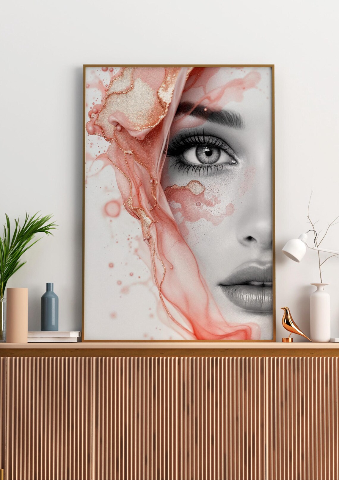 Minimalist Abstract Portrait, Ethereal Gaze And Fluid Ink - Image 3