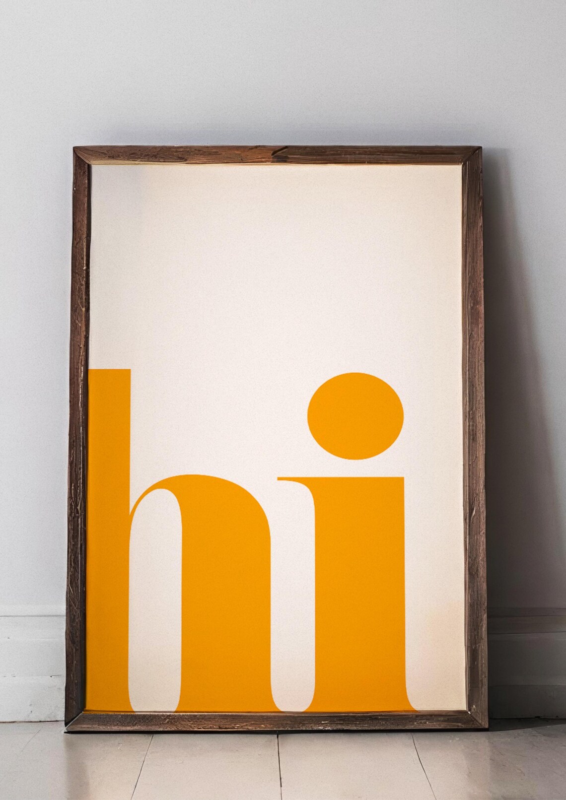 Hi Minimalist Poster, Orange Text On White Background - Image 2