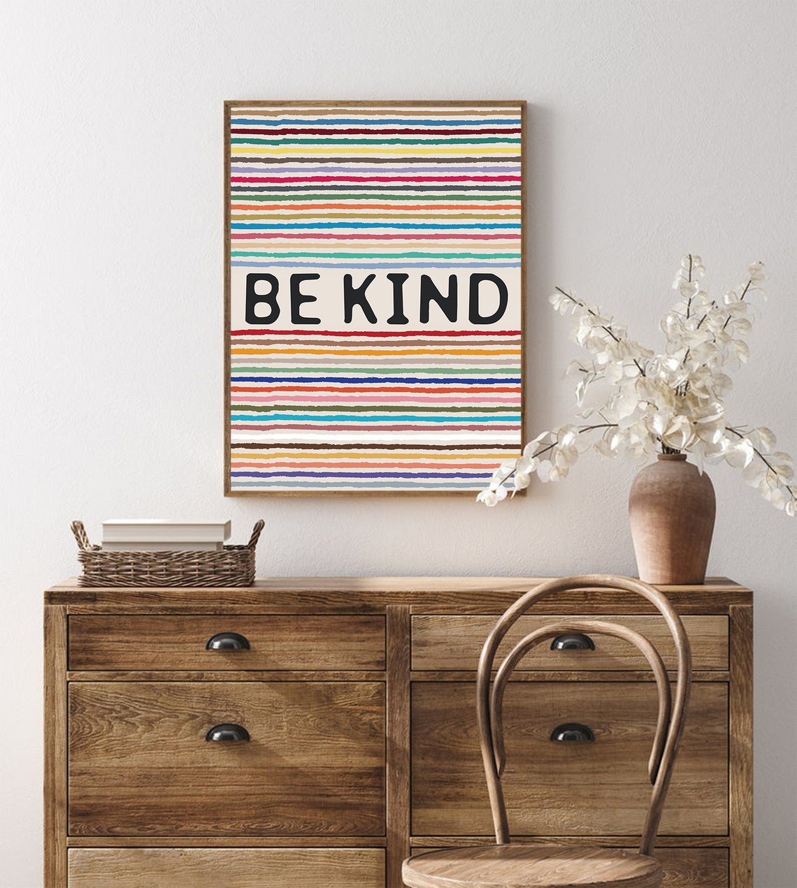 Be Kind Bold Kindness Message Colorful Rainbow Striped Poster - Image 4