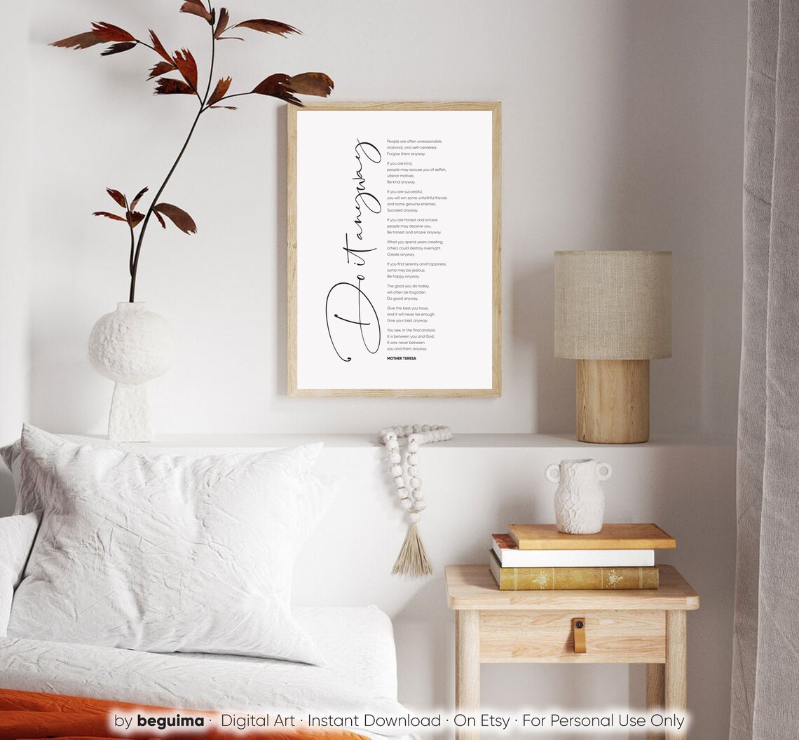 Mother Teresa Quotes Do It Anyway Poster Print - Image 2