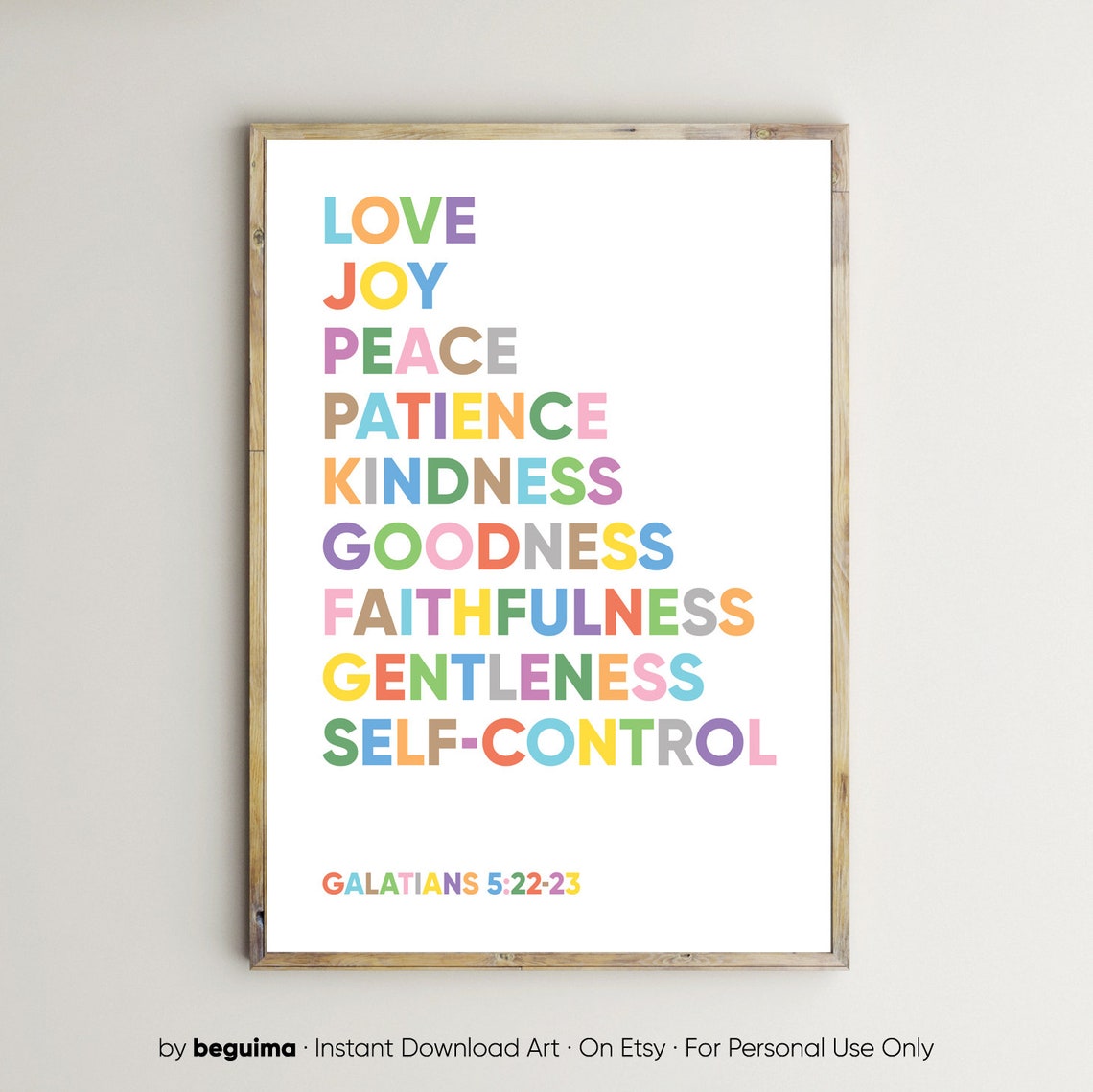 Fruits of the Spirit Galatians Rainbow Christian Scripture Poster