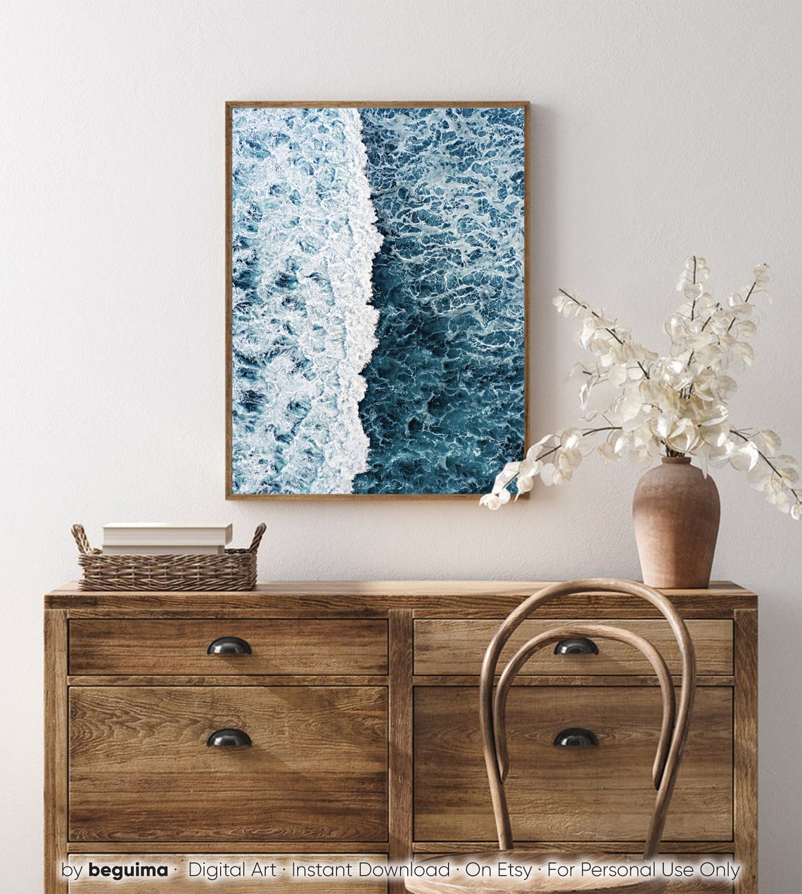 Aerial Ocean Waves White Foam Blue Water Drone Photography Poster - Image 4