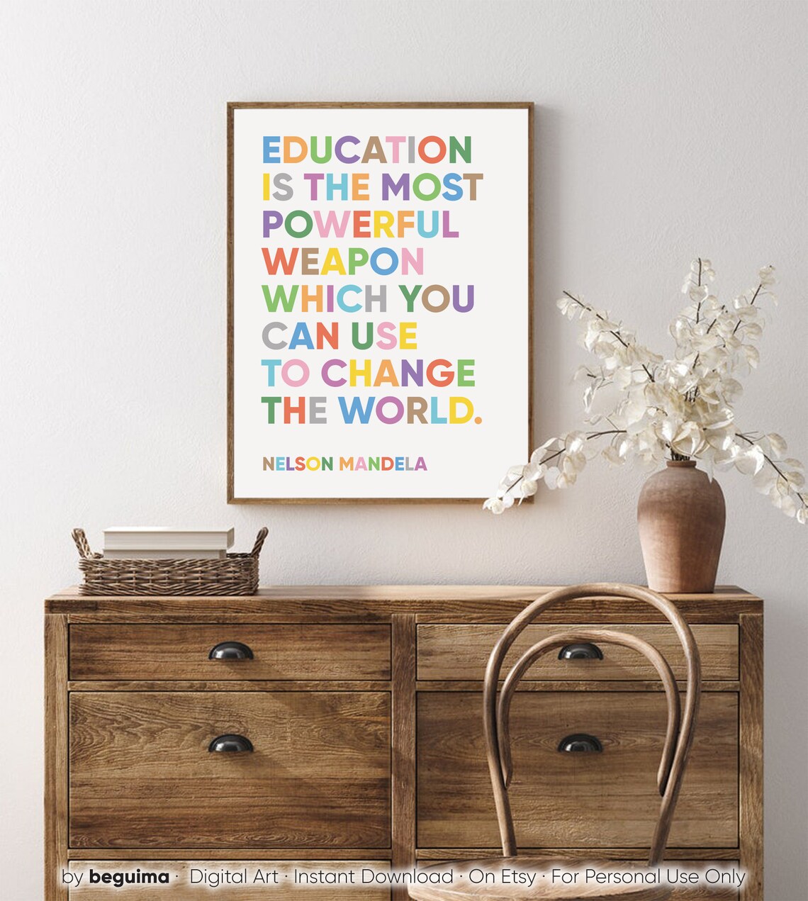 Education Quotes Inspirational Nelson Mandela Art Print - Image 4