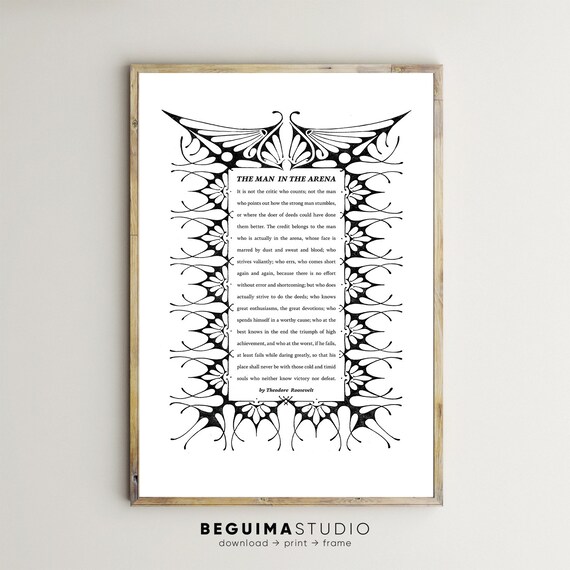 The Man in the Arena Theodore Roosevelt Ornate Border Poster