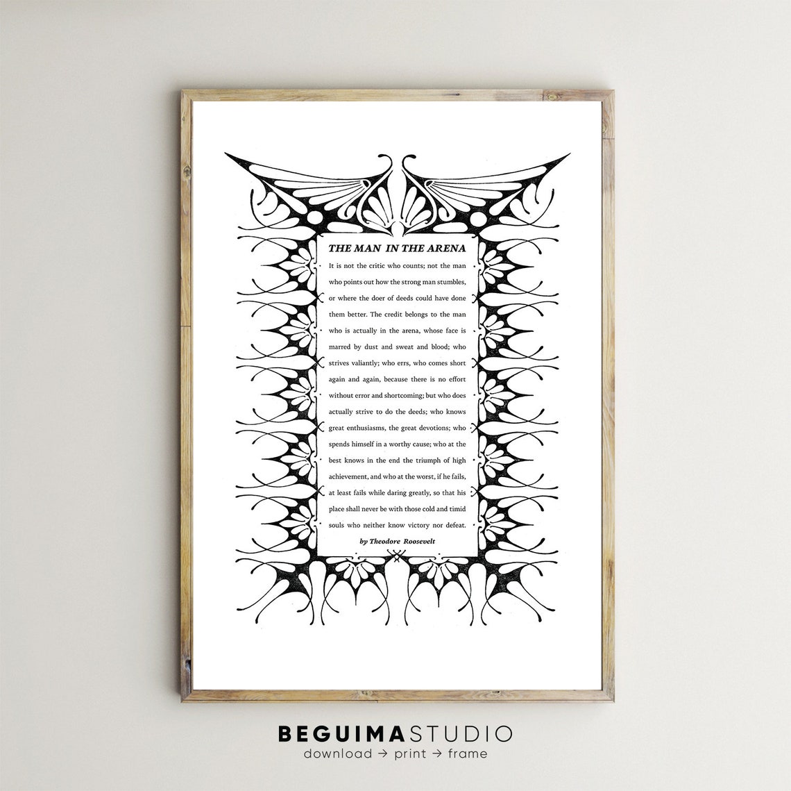 The Man in the Arena Theodore Roosevelt Ornate Border Poster