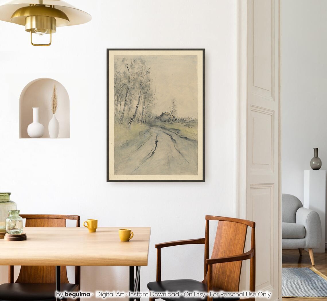 Abstract Landscape Art Print, Modern Neutral Farmhouse - Image 2