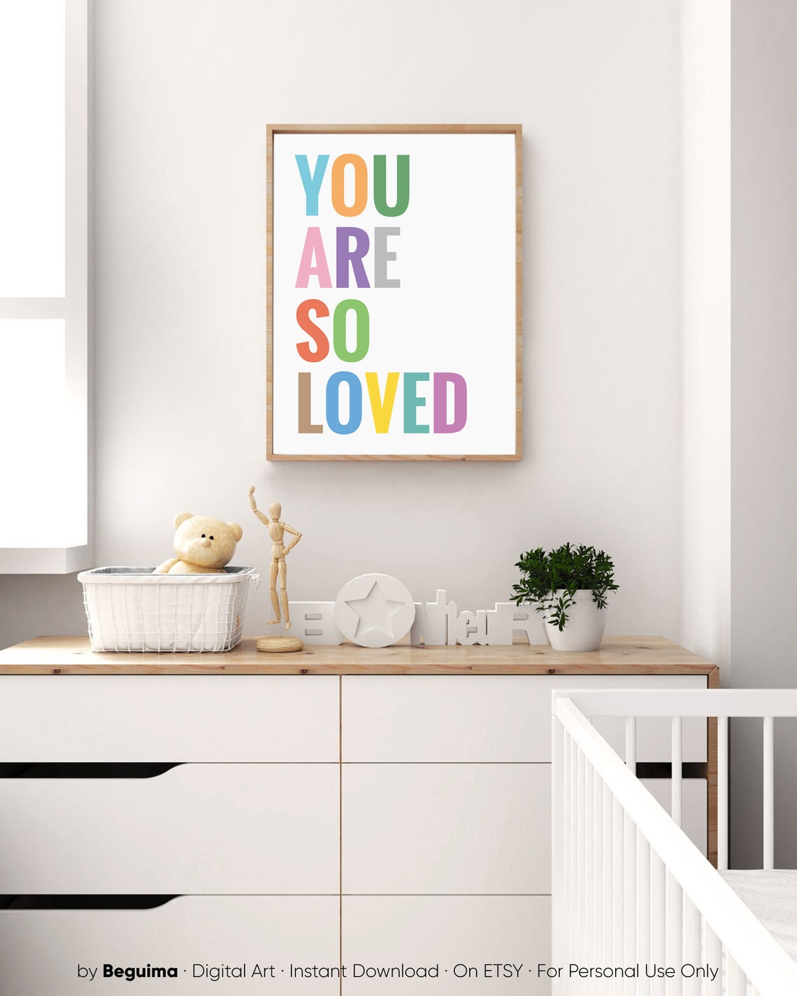 You Are So Loved Soft Pastel Nursery Quote Typography Wall Art - Image 4