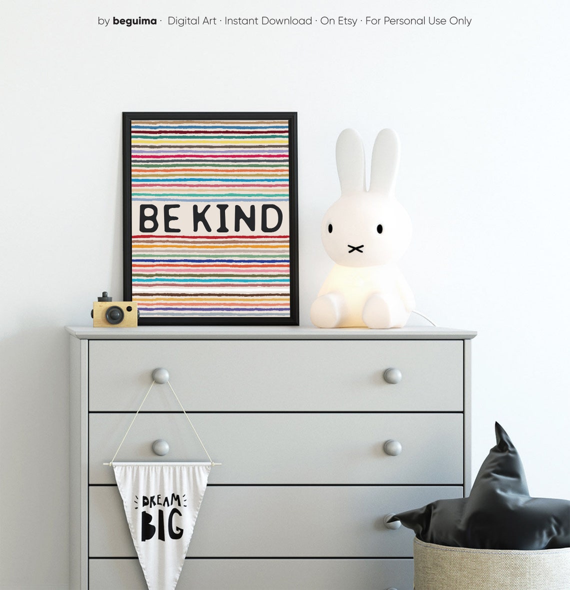 Be Kind Bold Kindness Message Colorful Rainbow Striped Poster - Image 3
