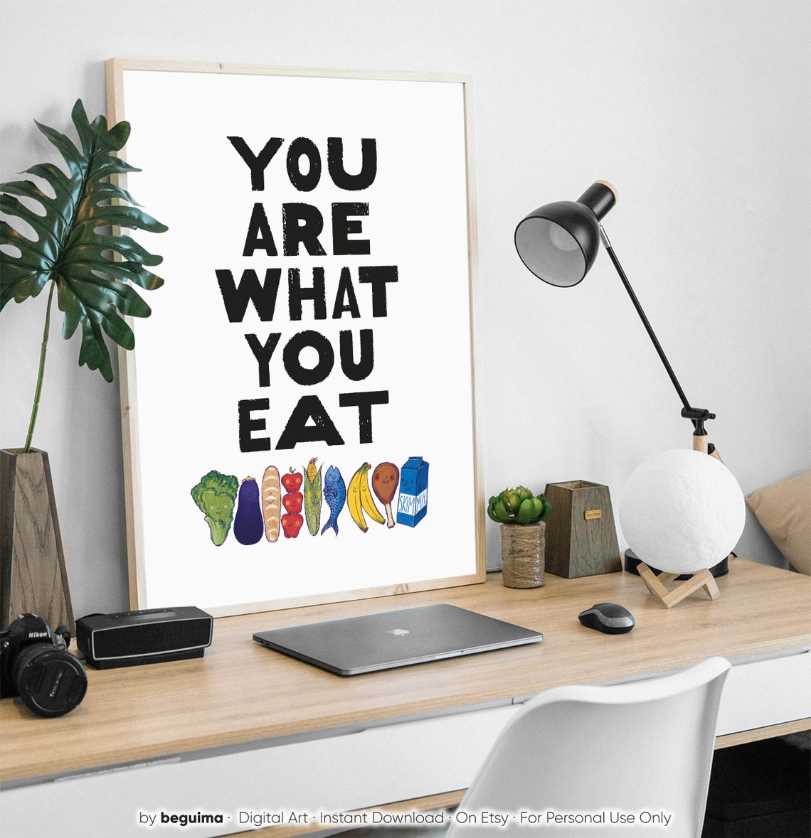 You Are What You Eat Smiling Food Characters Kitchen Decor Poster - Image 3