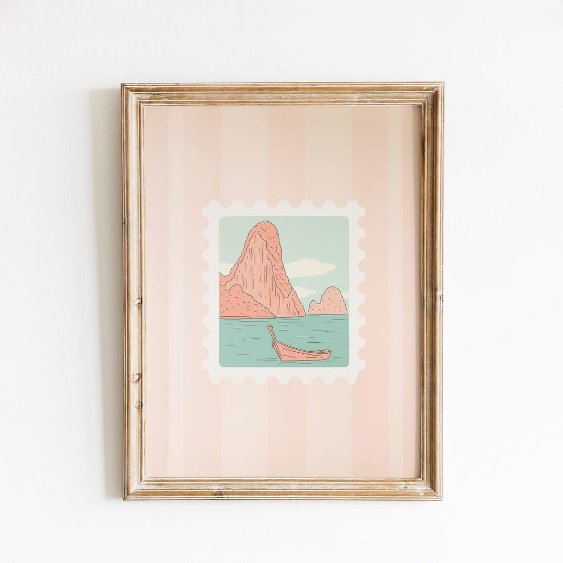 Krabi Thailand Longtail Boat Pastel Karst Cliffs Travel Poster