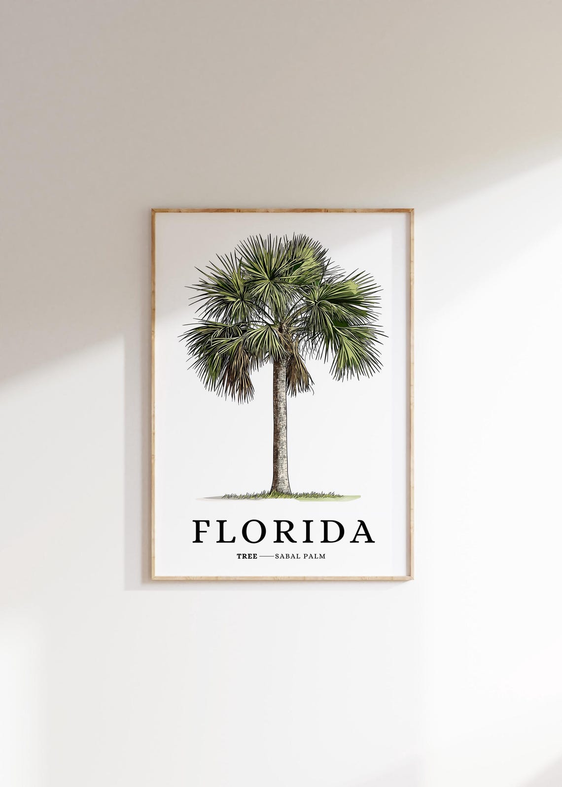 Florida Sabal Palm Tree Botanical Minimalist State Symbol Poster