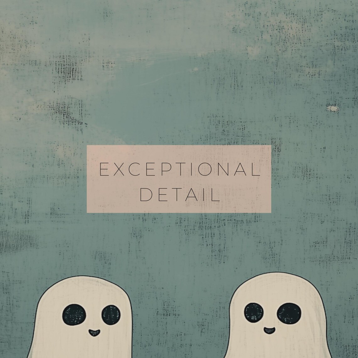 Two Ghost Friends Holding Hands Butterflies Moody Fall Halloween Poster - Image 2