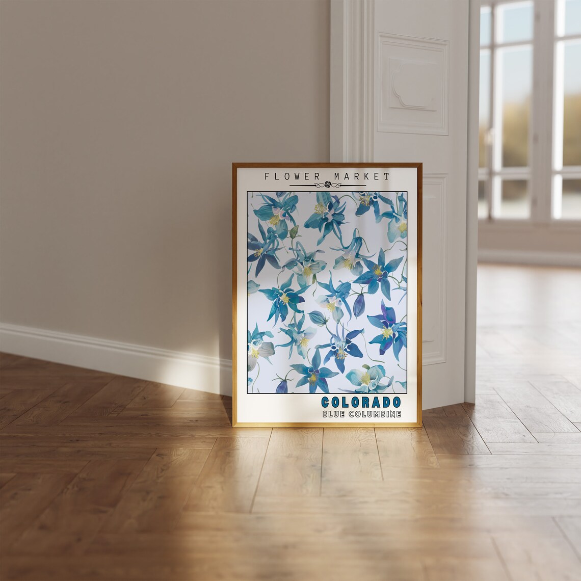 Colorado Blue Columbine Watercolor Flower Market Botanical Art Print - Image 3