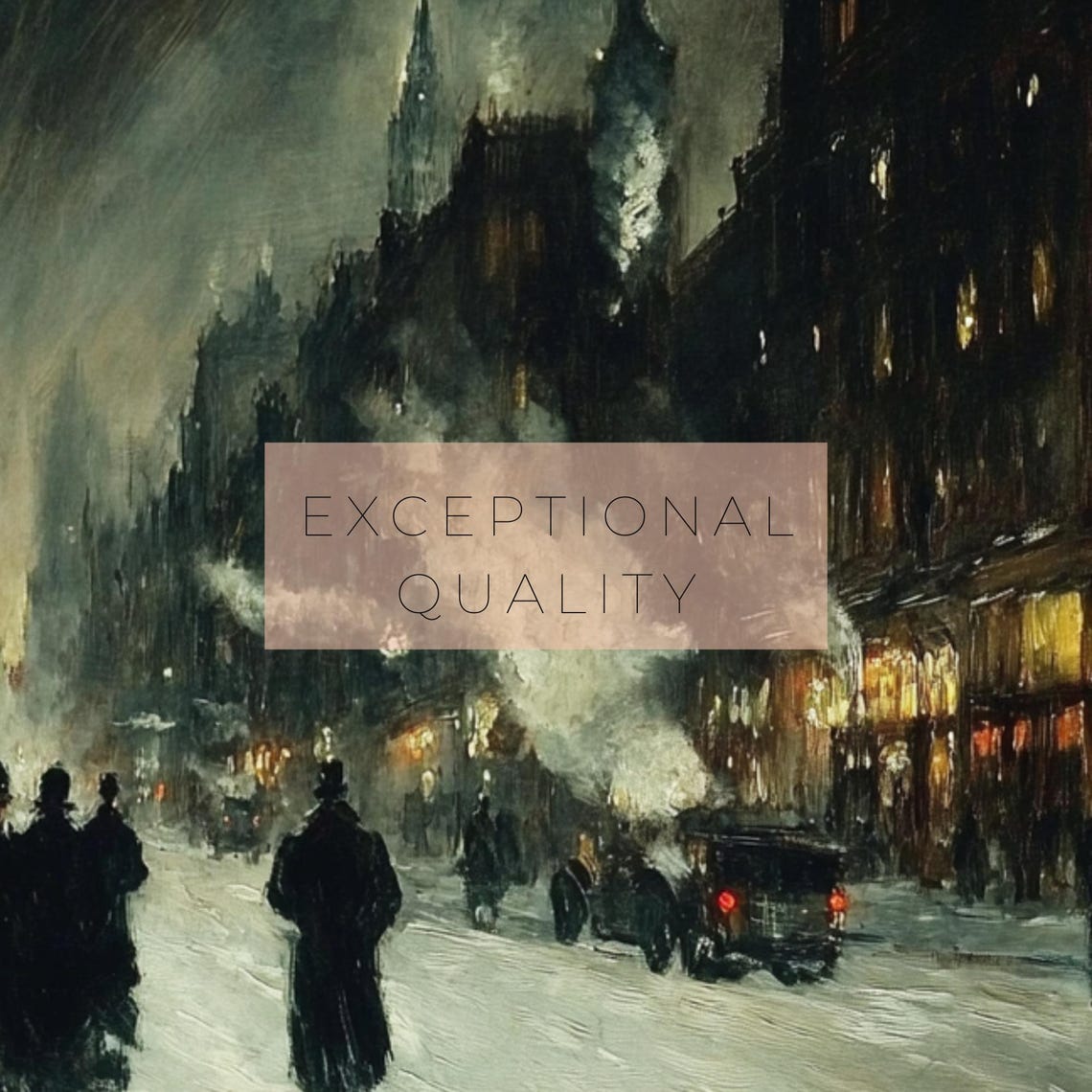 Vintage New York City Winter Art Print Nyc Wall Art Antique Moody Oil Painting Of Ny Cityscape Artwork - Image 3