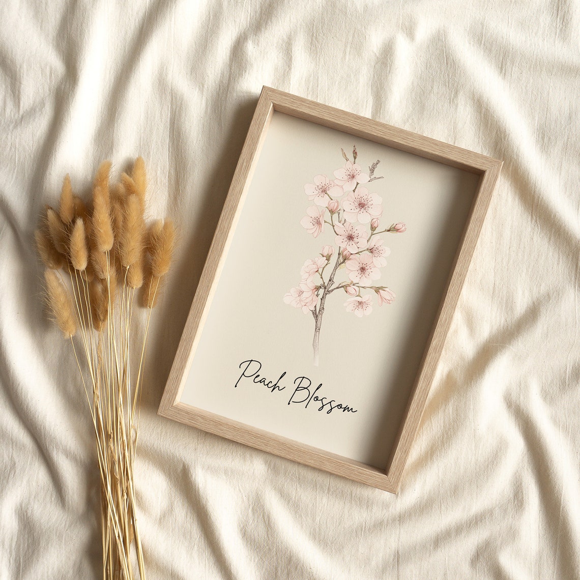 Spring Peach Blossom Minimalist Botanical Line Art Wall Art Print - Image 2