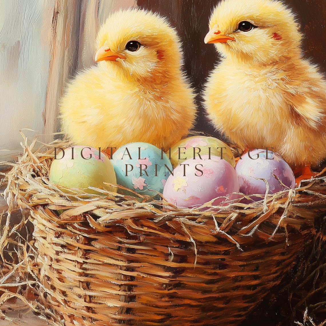 Chicken Art Print Vintage Easter Wall Art Cute Farmhouse Decor Spring Holiday Painting Artwork - Image 3