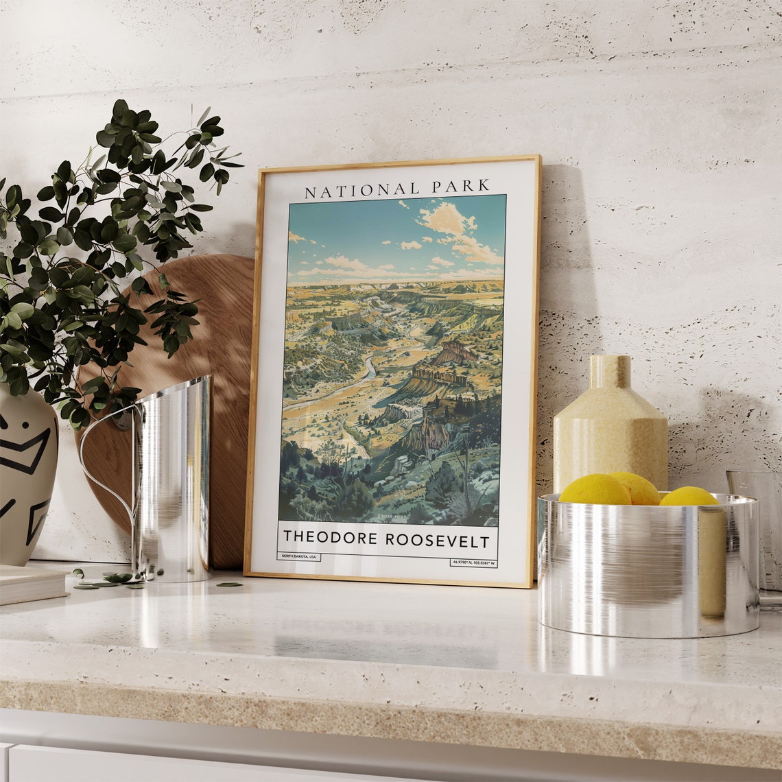 Theodore Roosevelt National Park Travel Print Theodore Roosevelt North Dakota Travel Poster Theodore Roosevelt Travel Print Wall Art - Image 2