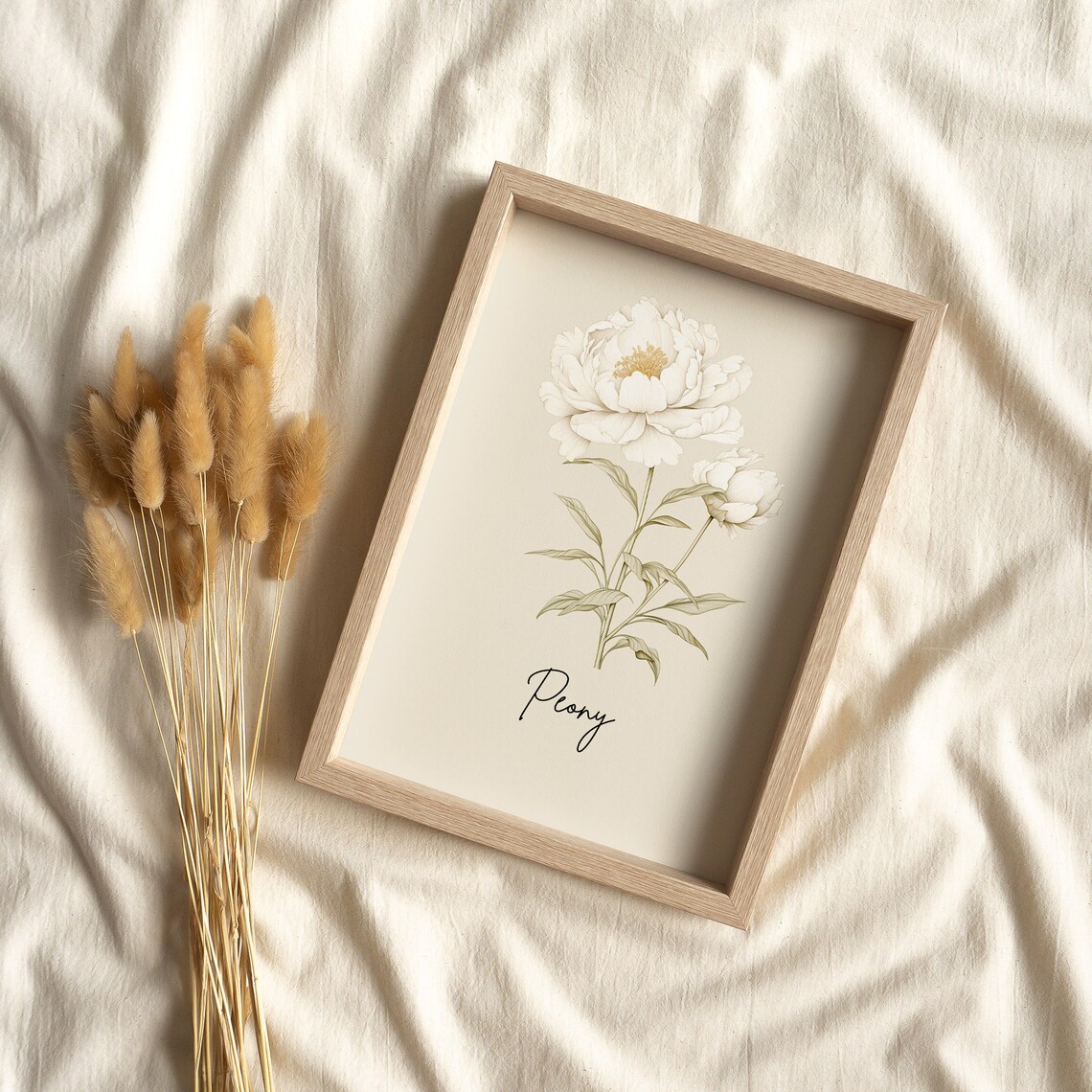 White Peony Botanical Watercolor State Flower Minimalist Art Print - Image 3