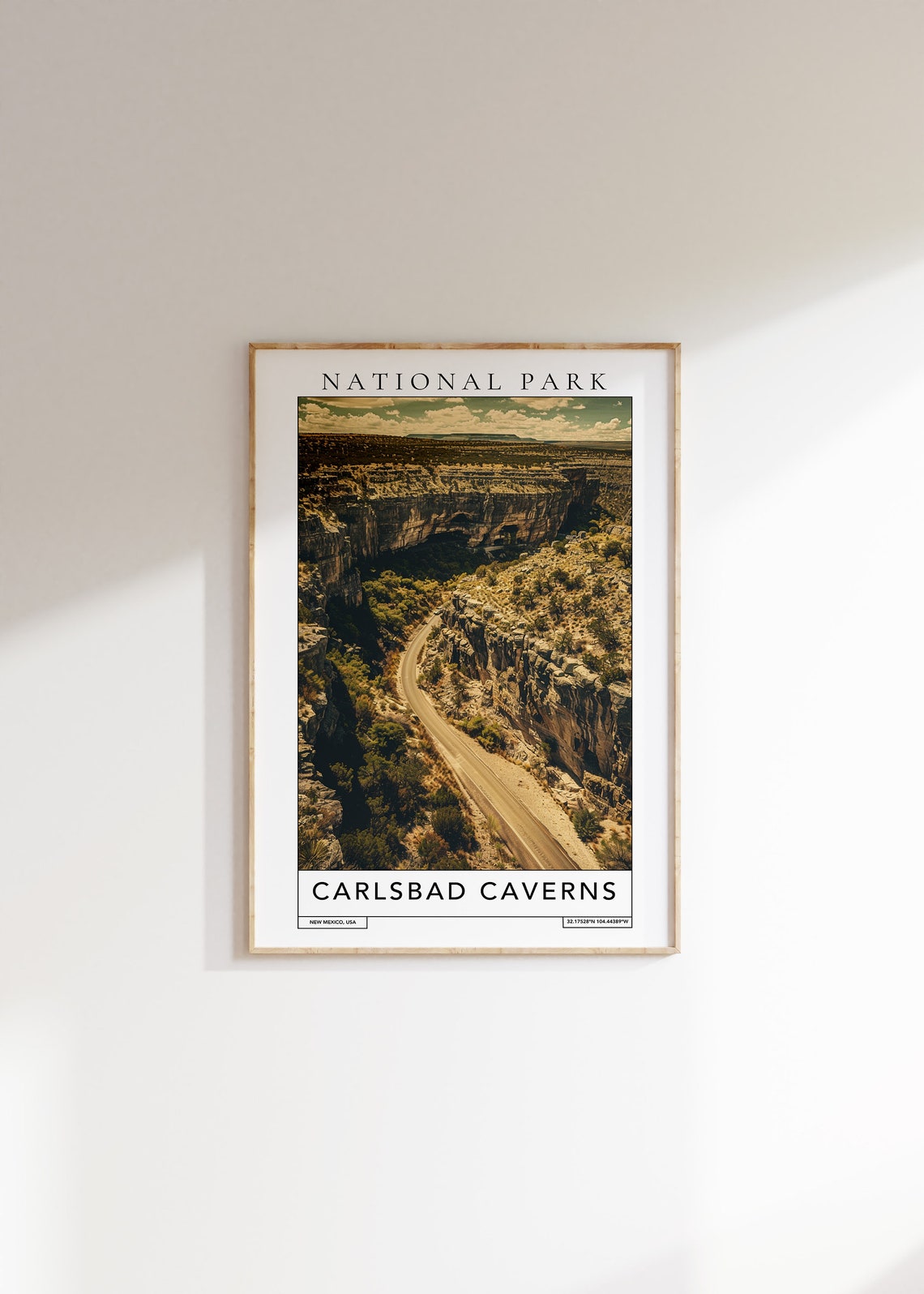 Carlsbad Caverns New Mexico Desert Canyon Road Vintage Park Poster