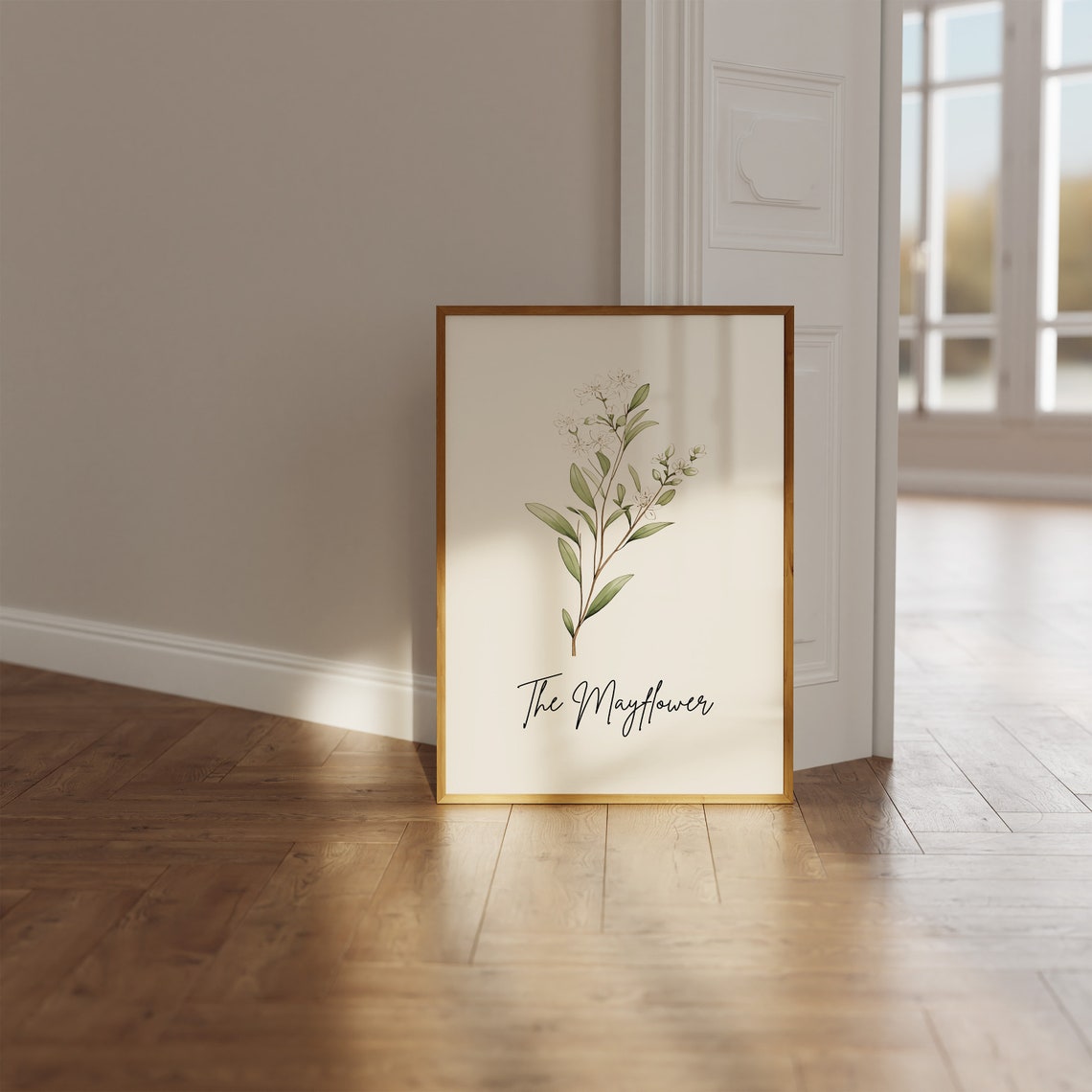 The Mayflower Watercolor Botanical Line Art Wildflower Wall Print - Image 2
