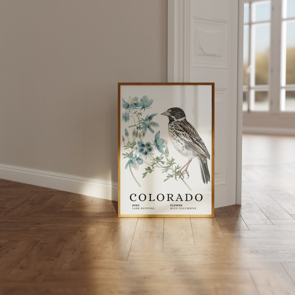 Colorado Lark Bunting Blue Columbine Bird and Flower Art Print - Image 3