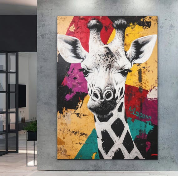 Colorful Giraffe Art Print, Abstract Safari Animal