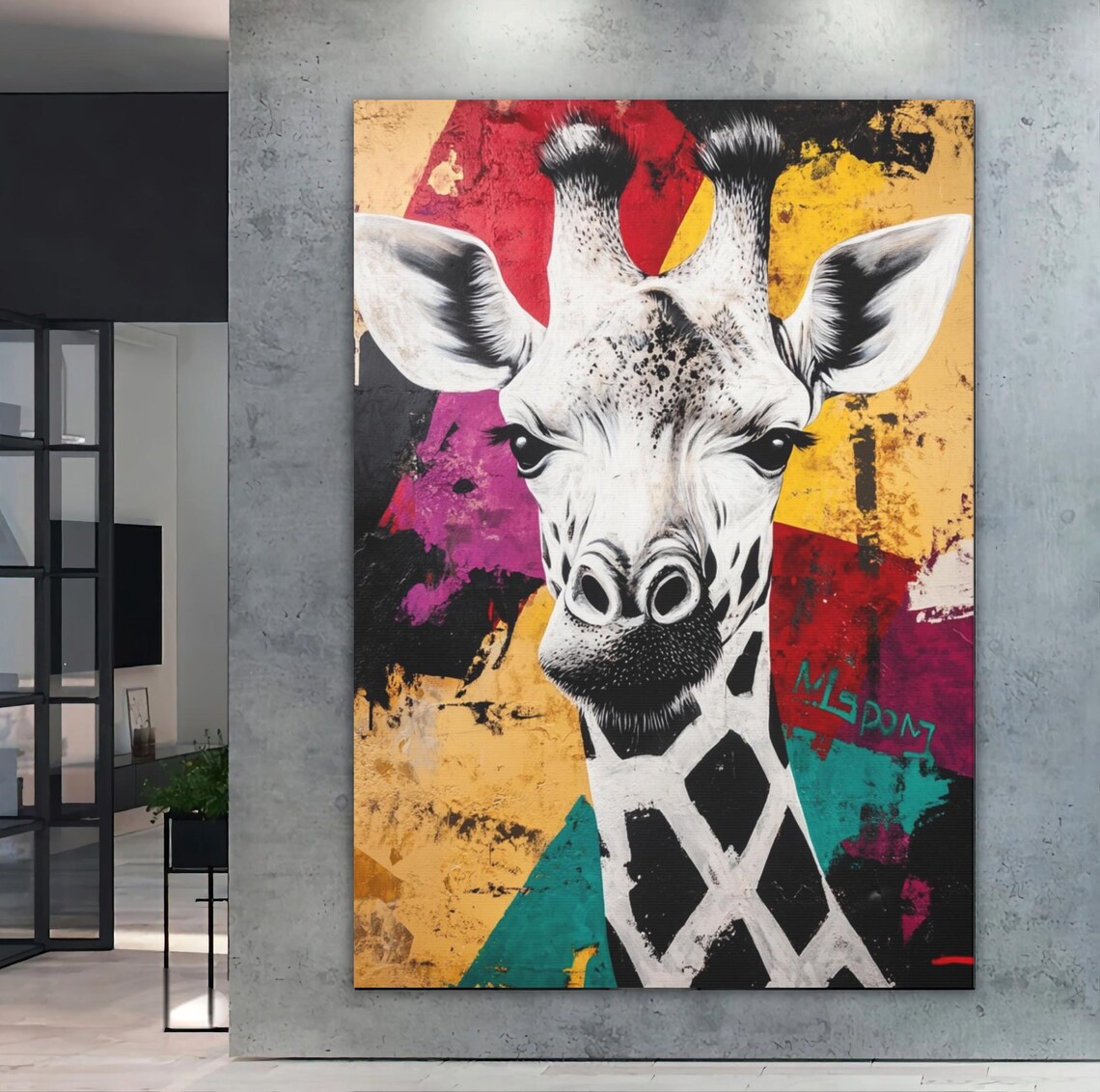 Colorful Giraffe Art Print, Abstract Safari Animal