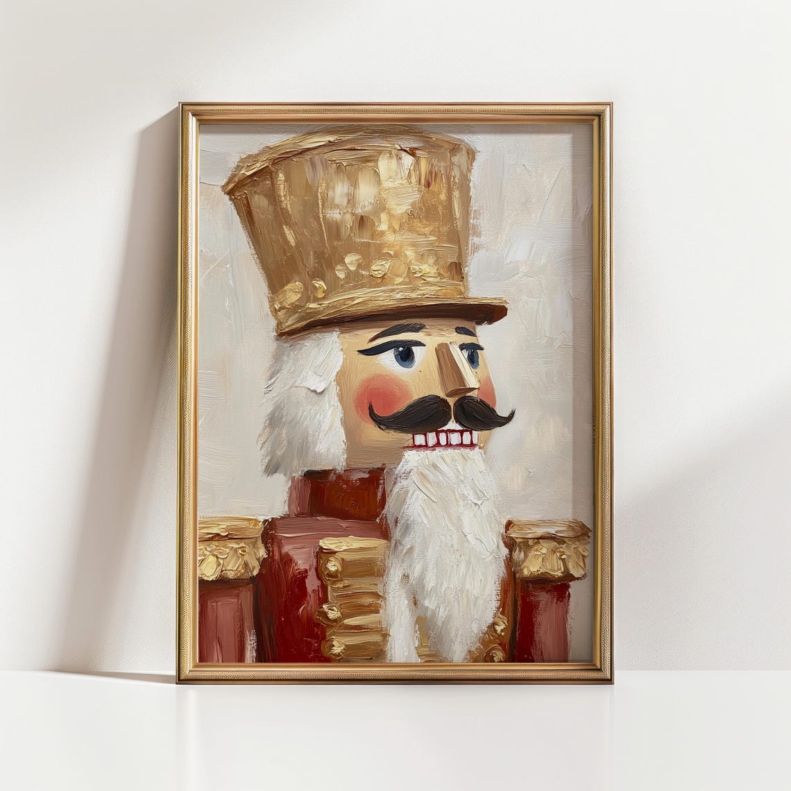 Nutcracker Soldier Face Vintage Christmas Oil Painting Poster - Image 3