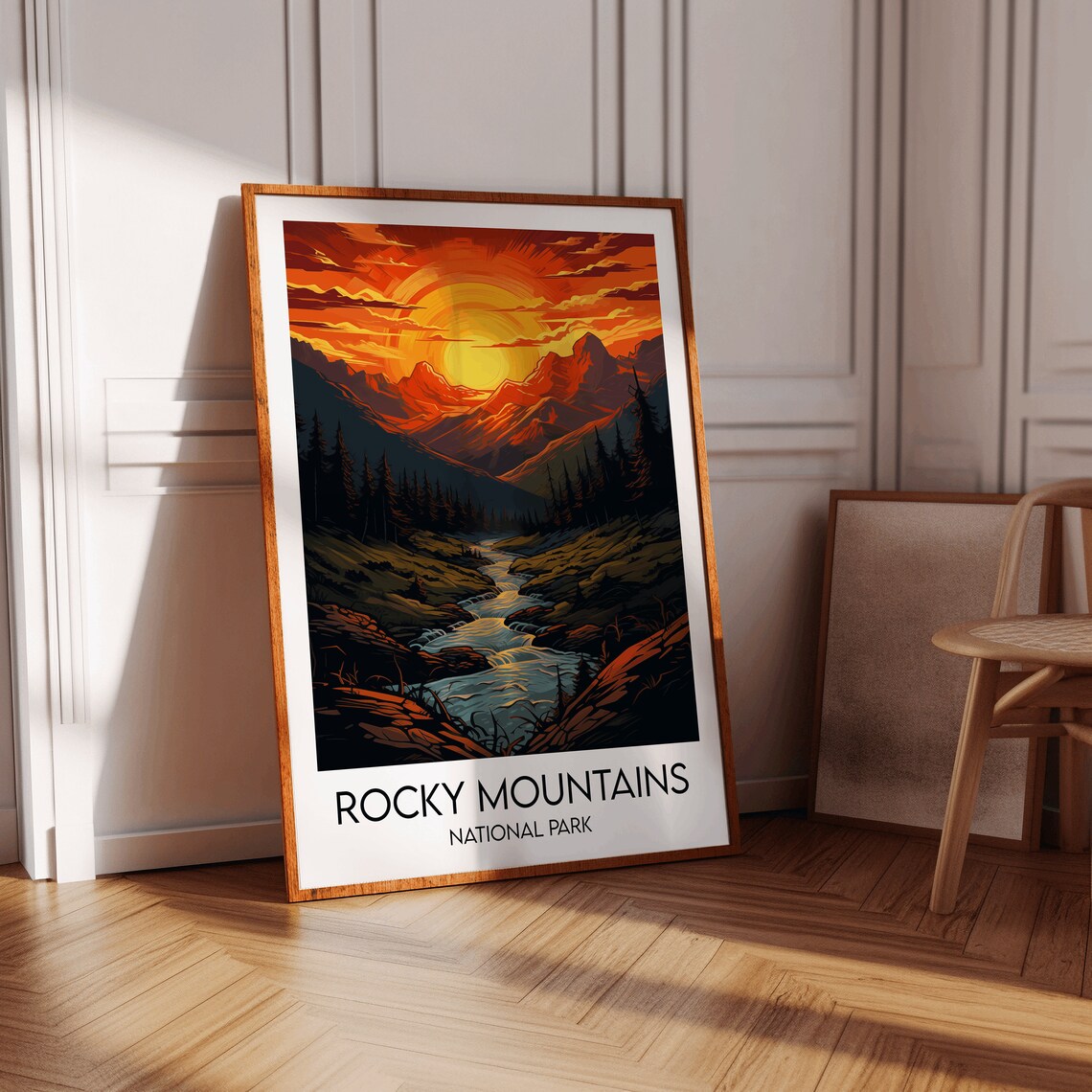 Rocky Mountains National Park Blazing Sunset Peaks Travel Poster - Image 3