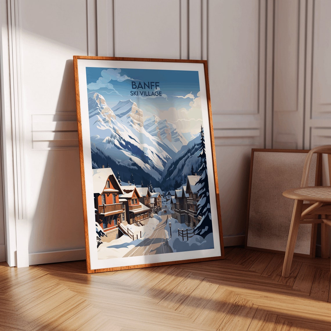 Banff Ski Village Canada Snowy Alpine Street Winter Travel Poster - Image 2