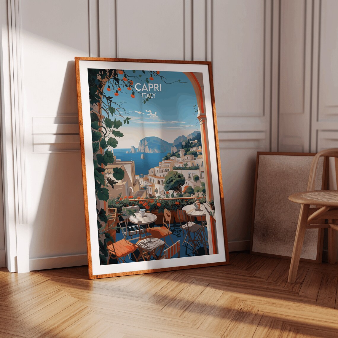 Capri Italy Terrace View Lemon Trees Town Coast Travel Poster - Image 2