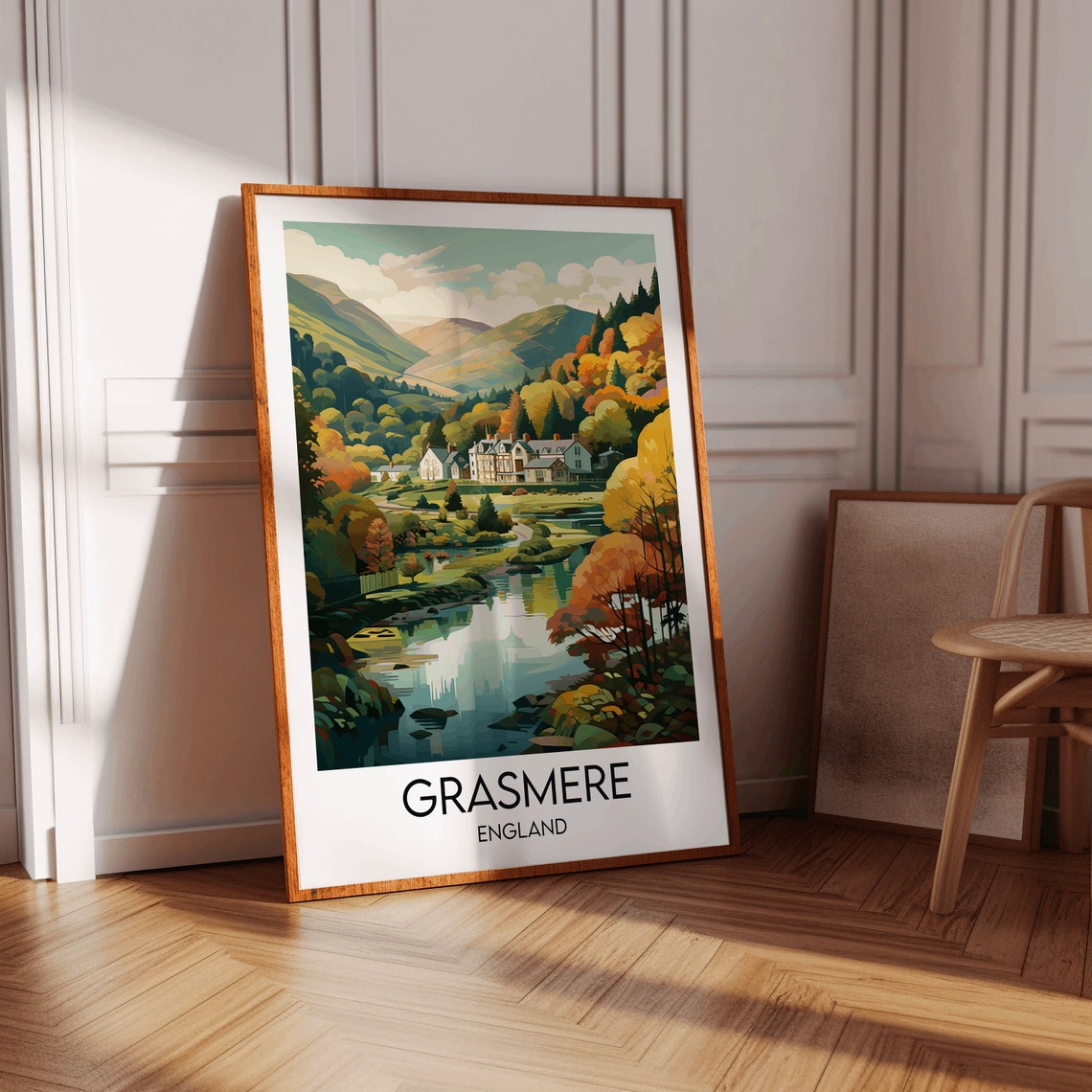 Grasmere England Lakeside Autumn Village Scenic Travel Poster - Image 3