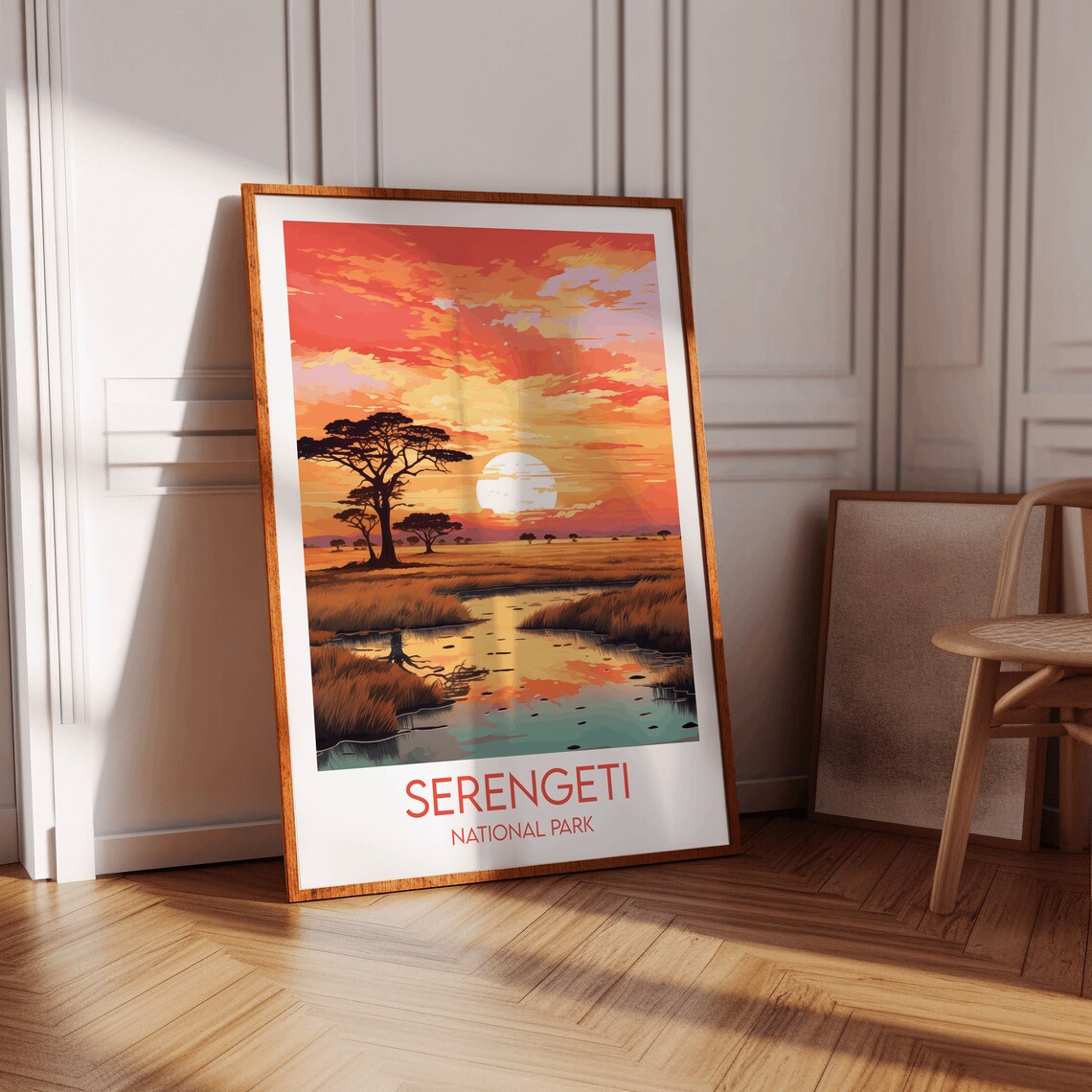 Serengeti National Park Tanzania Safari Sunset Vintage Travel Poster - Image 3