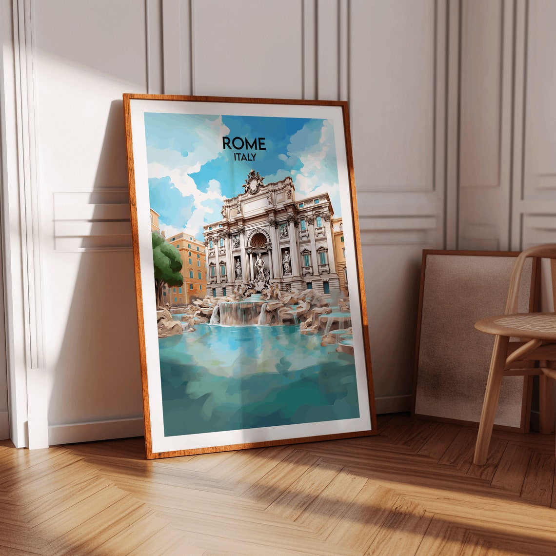 Rome Italy Trevi Fountain Baroque Vintage Italian Travel Poster - Image 4