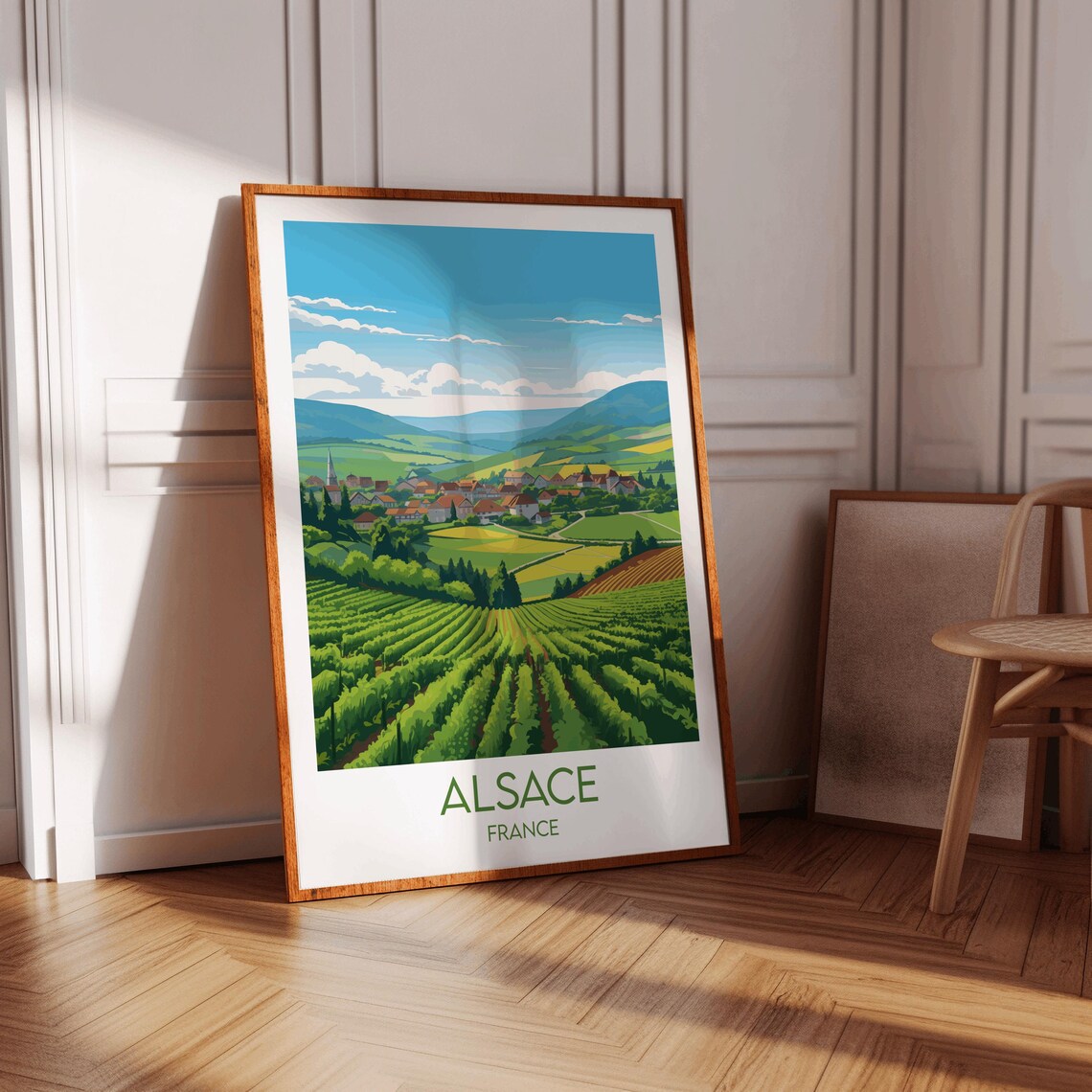 Alsace Vineyards France Green Valley Village Wine Country Poster - Image 3