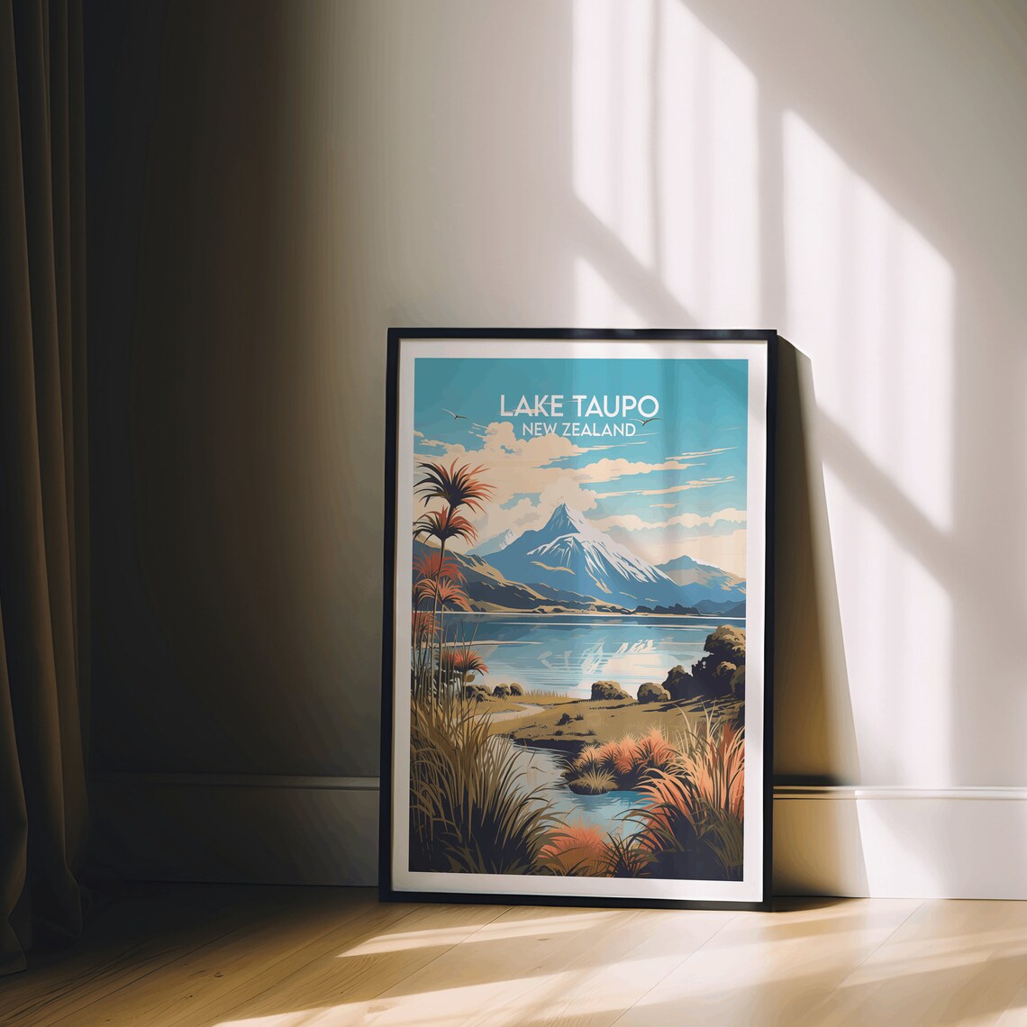 Lake Taupo New Zealand Volcano Lake Scenic Colorful Travel Poster - Image 2