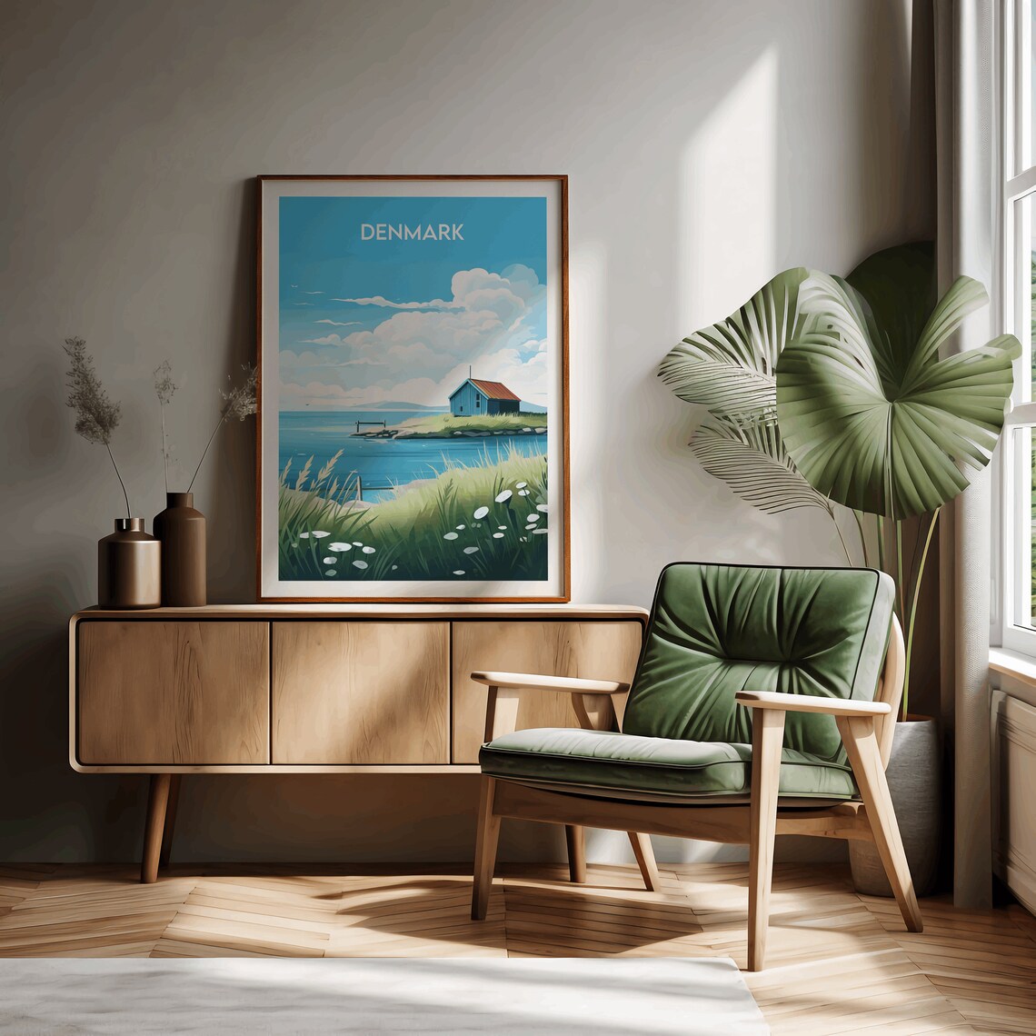 Denmark Coastal Cottage Scandinavian Seaside Vintage Travel Poster - Image 2