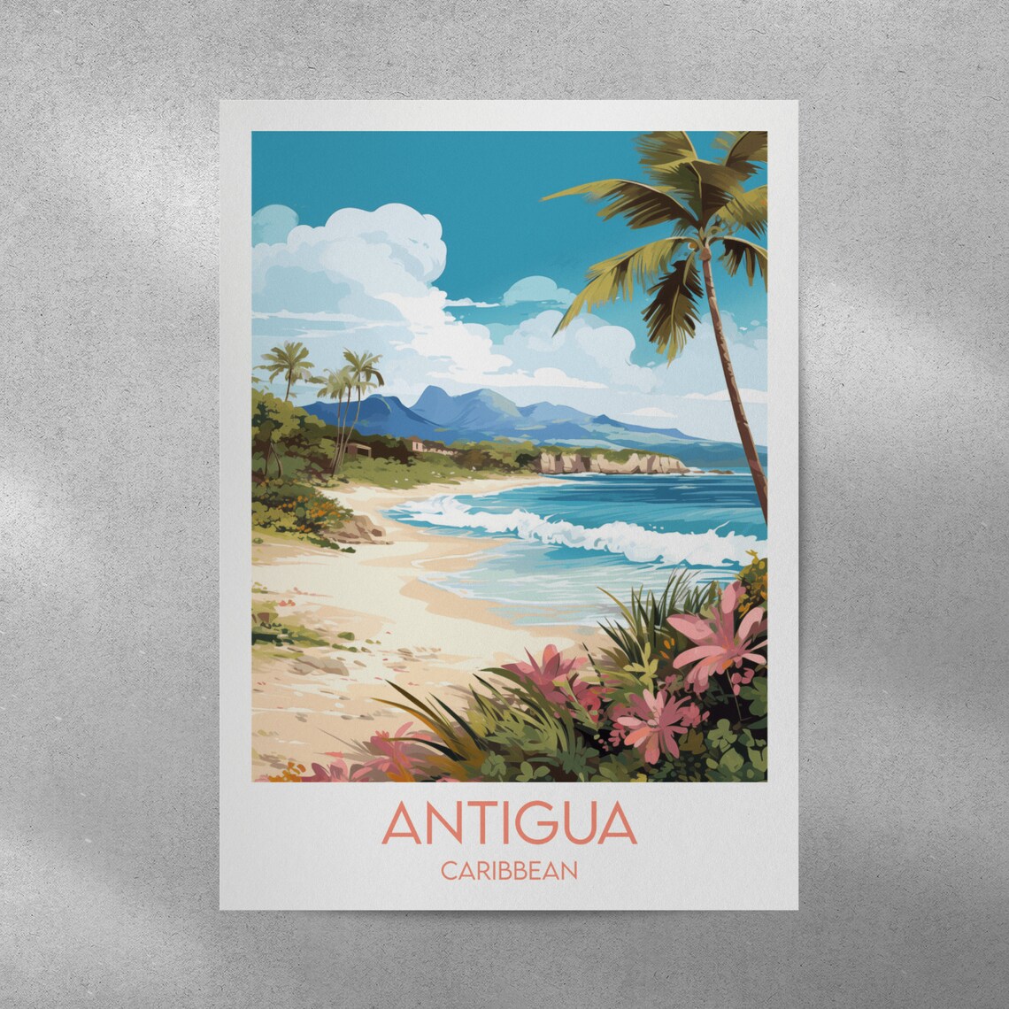 Antigua Travel Print, Caribbean Custom Personalised Poster - Image 3