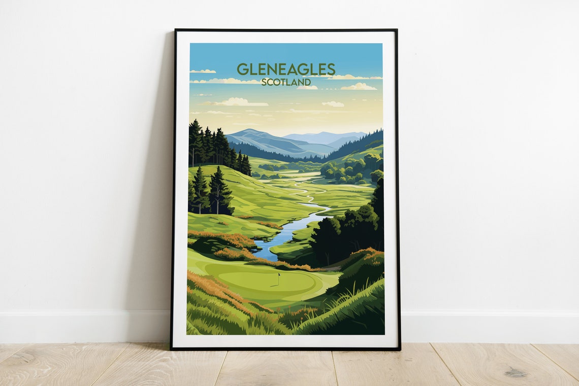 Gleneagles Scotland Highland River Valley Golf Course Sport Poster