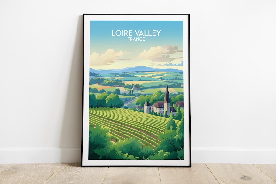 Loire Valley France Travel Poster, Custom Personalized