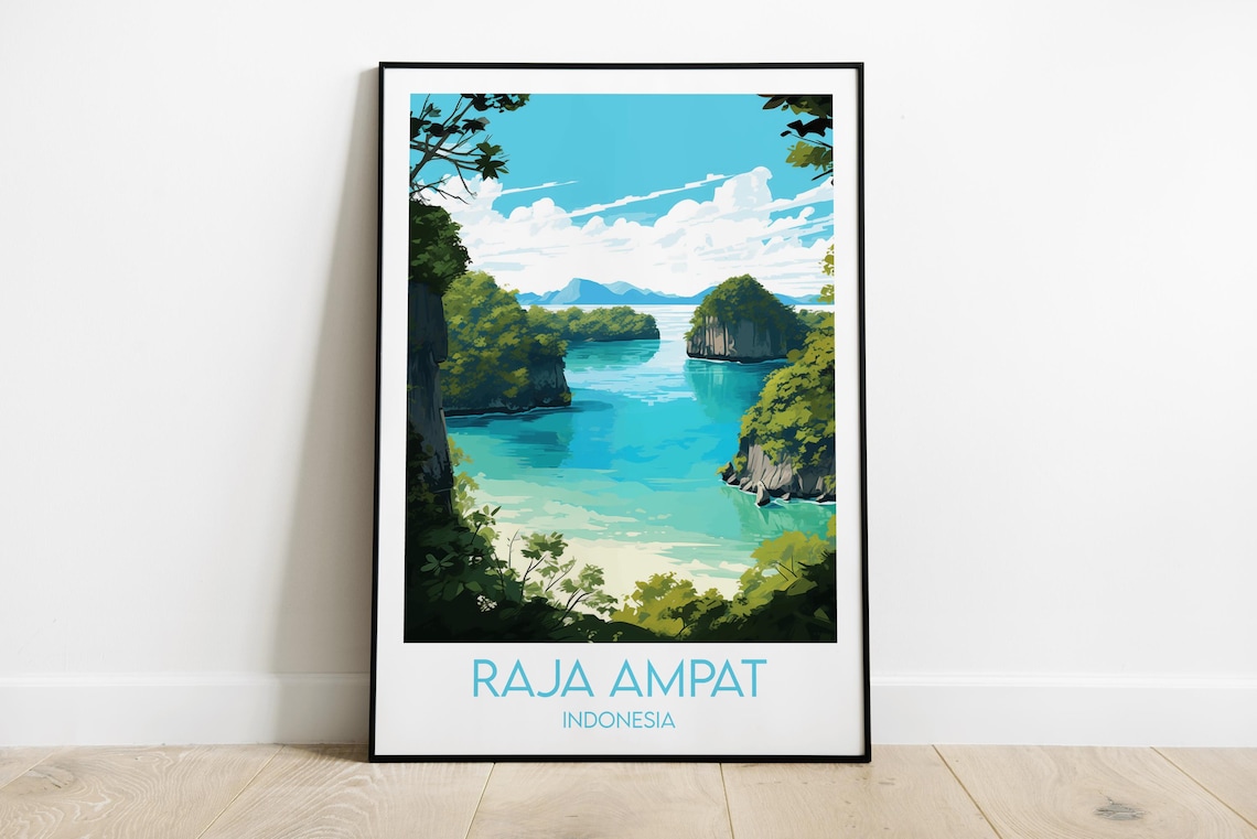 Raja Ampat Indonesia Hidden Cove Turquoise Bay Islands Travel Poster