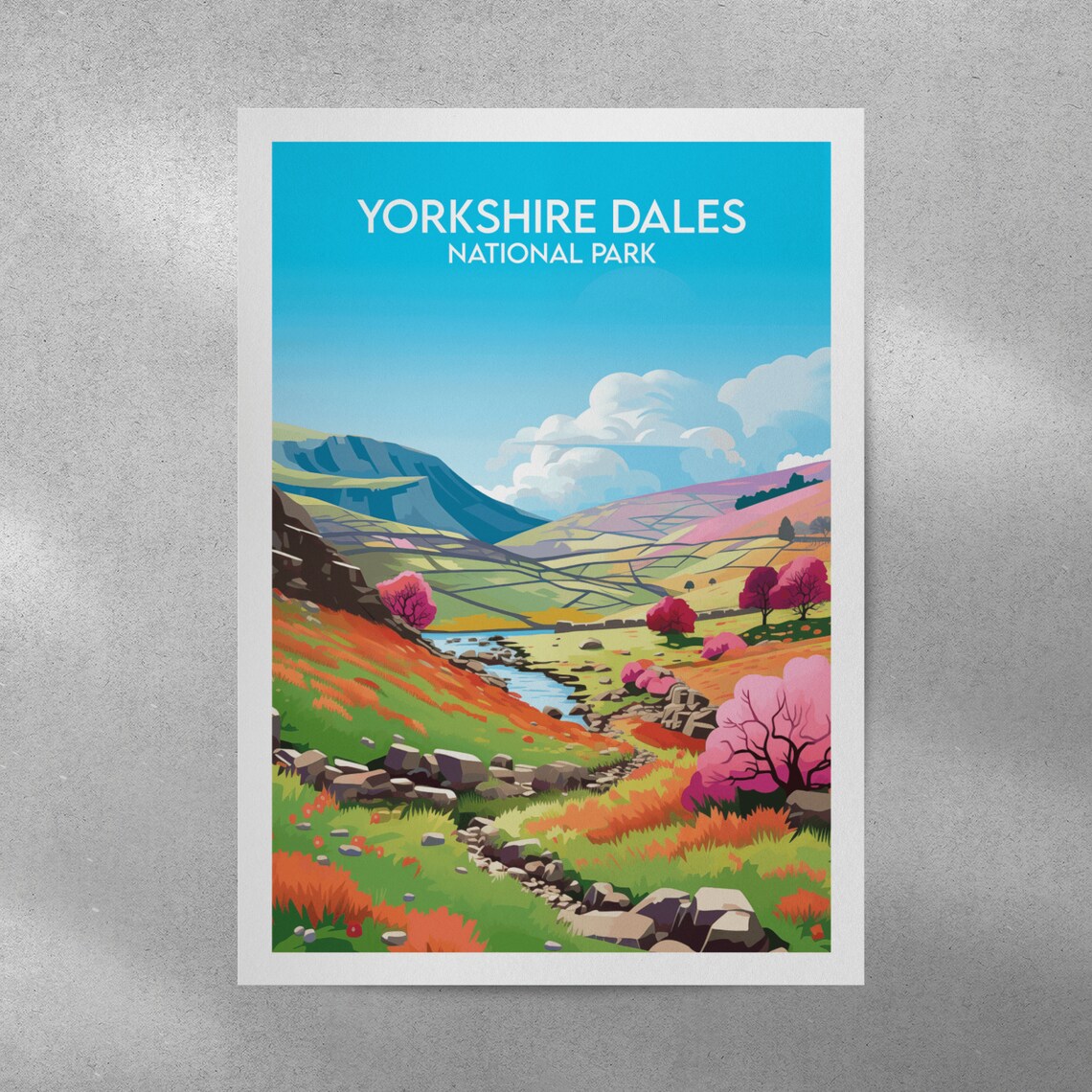 Yorkshire Dales National Park River Stream Valley Blossom Travel Poster - Image 4
