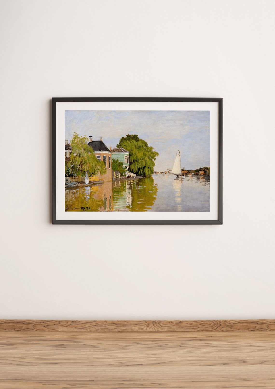 Claude Monet Houses on the River 1871 Impressionist Art Poster - Image 3