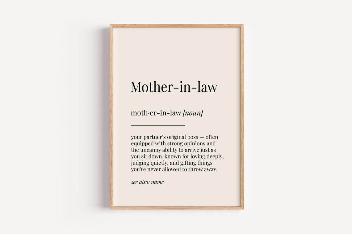Mother in Law Dictionary Definition Funny Family Gift Wall Art