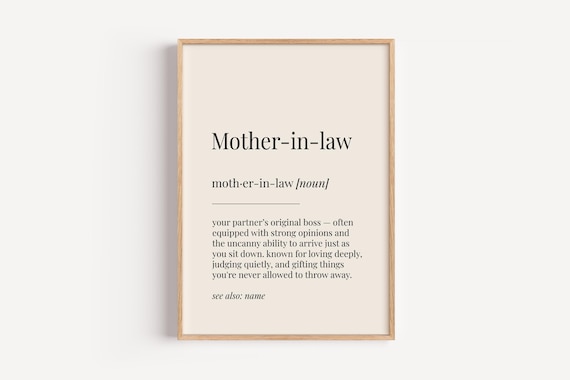 Mother in Law Dictionary Definition Funny Family Gift Wall Art